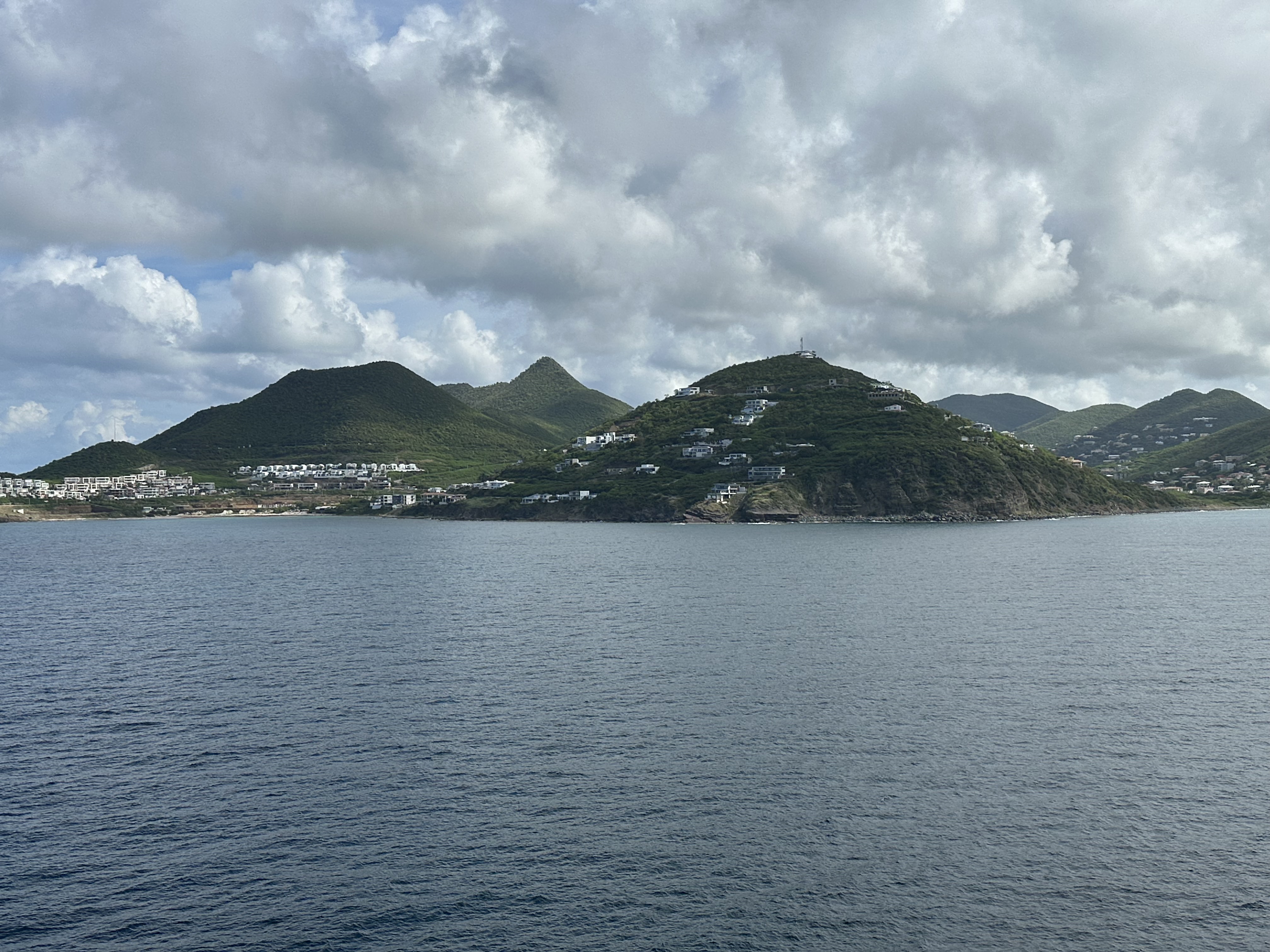 Great Bay in St. Martin beneath a cloud-filled sky